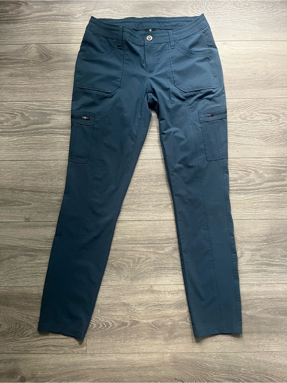 Kuhl Blue Straight Leg Zip Pocket Drawstring Outdoor Hiking Sporty Pants Size 6